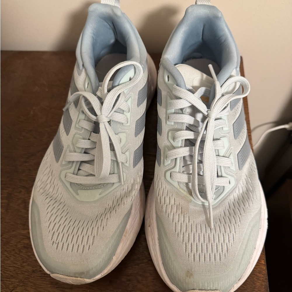 adidas Women's Light Gray and Light Blue Running Sneakers - Picture 2 of 9